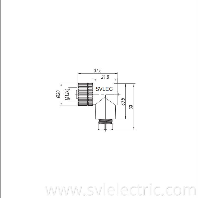 M12 female angle connector size